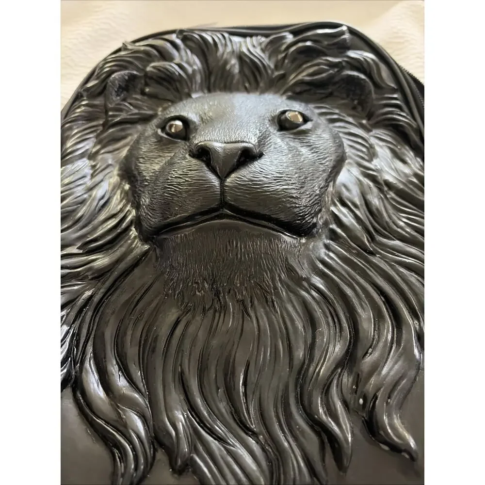Designer 3D Lion Head Backpack Unisex School Fashion Casual Travel Black